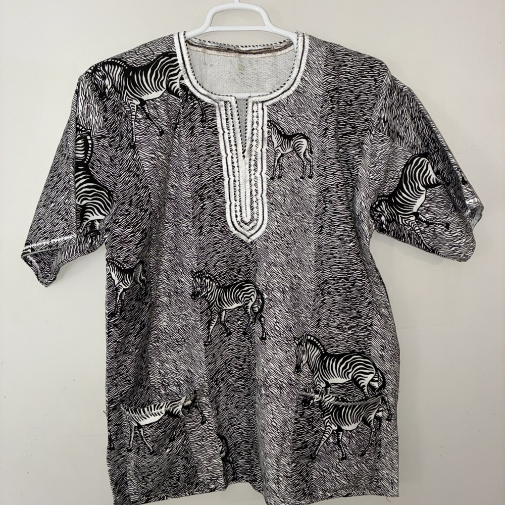Men Women Vintage dashiki Shirt African Blouse Organic Cotton Large Pockets
